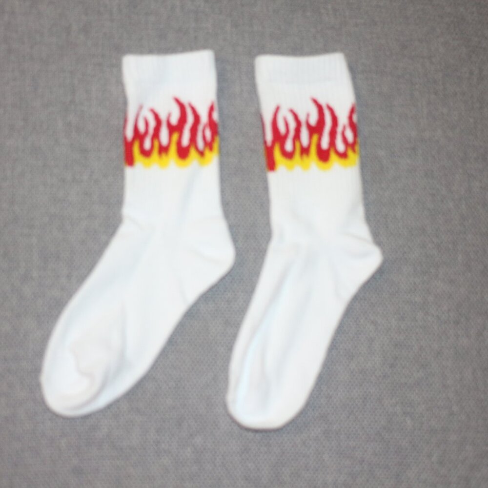 White Fire Flame Socks